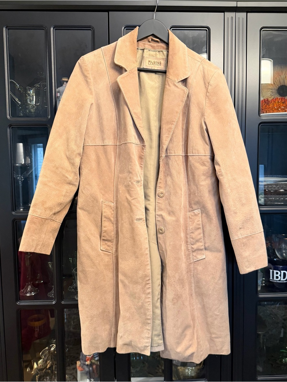 Wilsons Leather Women’s Beige Suede Trench Coat